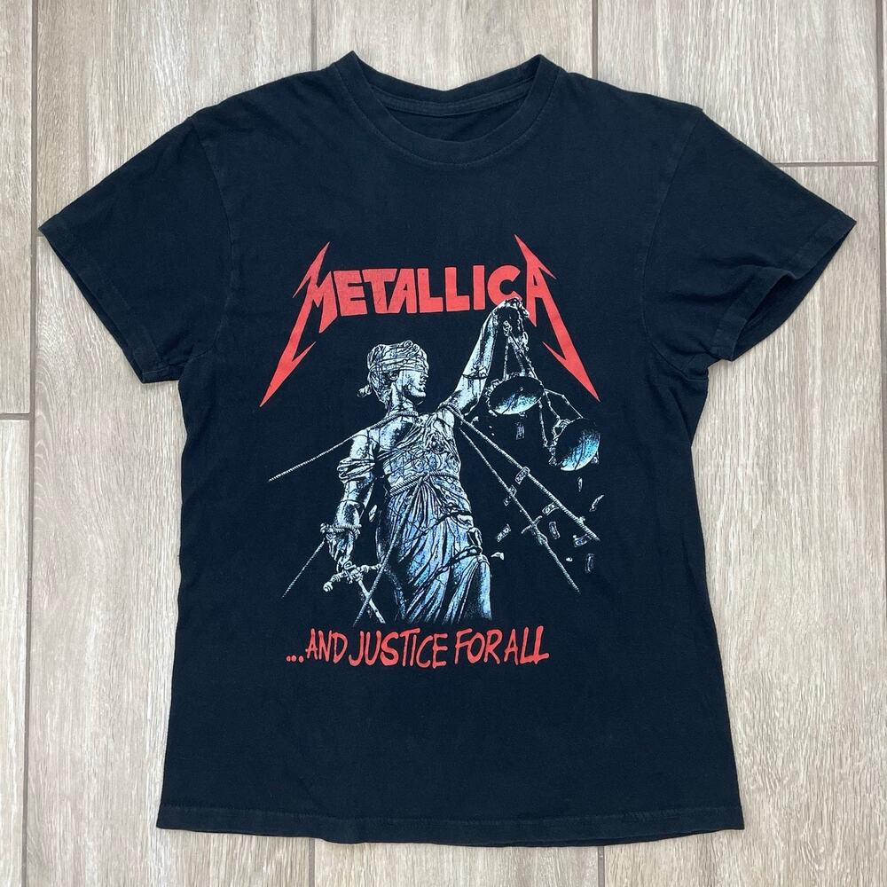 Metallica And Justice For All T Shirt Women's Small Black Band Graphic Rock Tee